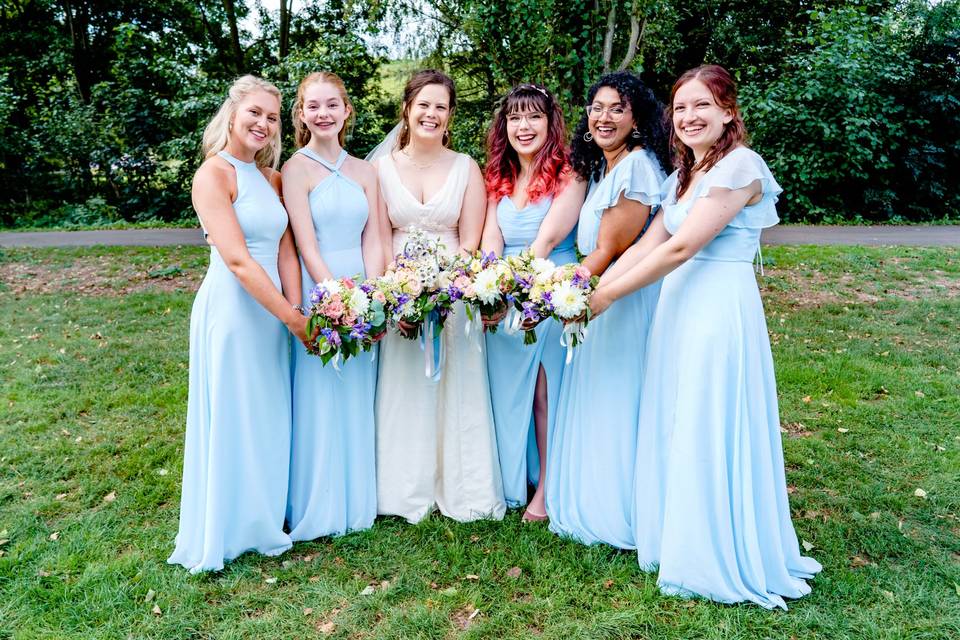 Bridesmaids with bouquets