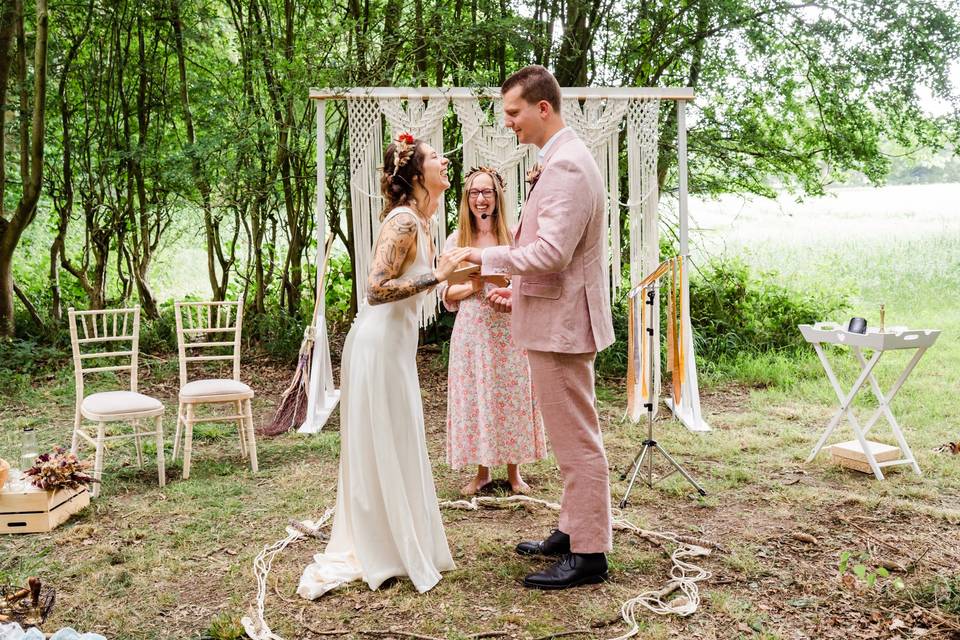 Woodland handfasting ceremony