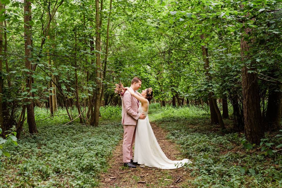 Woodland wedding portrait