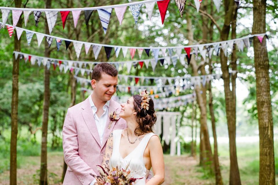 Woodland wedding portrait