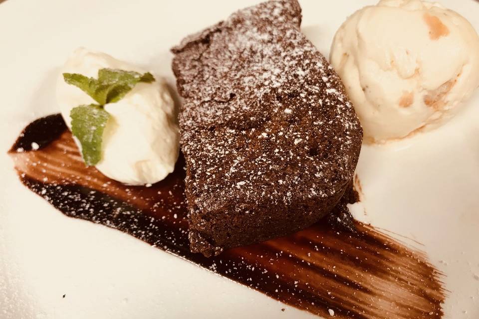 Brownie and ice cream