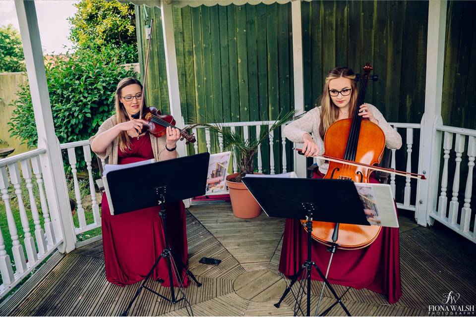 Serenity String Duo outside