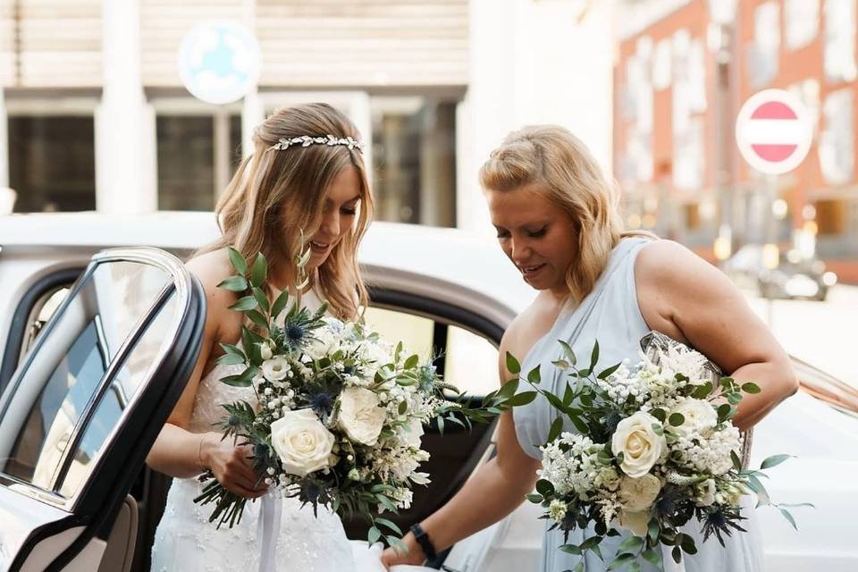 Bride and bridesmaid