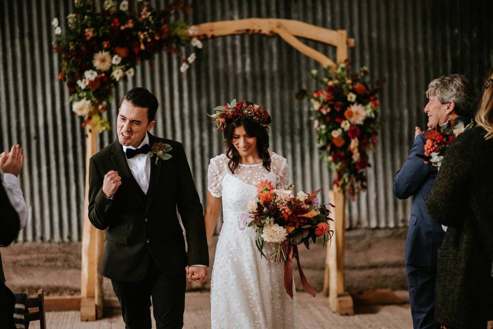 Ceremony in the covered yard.