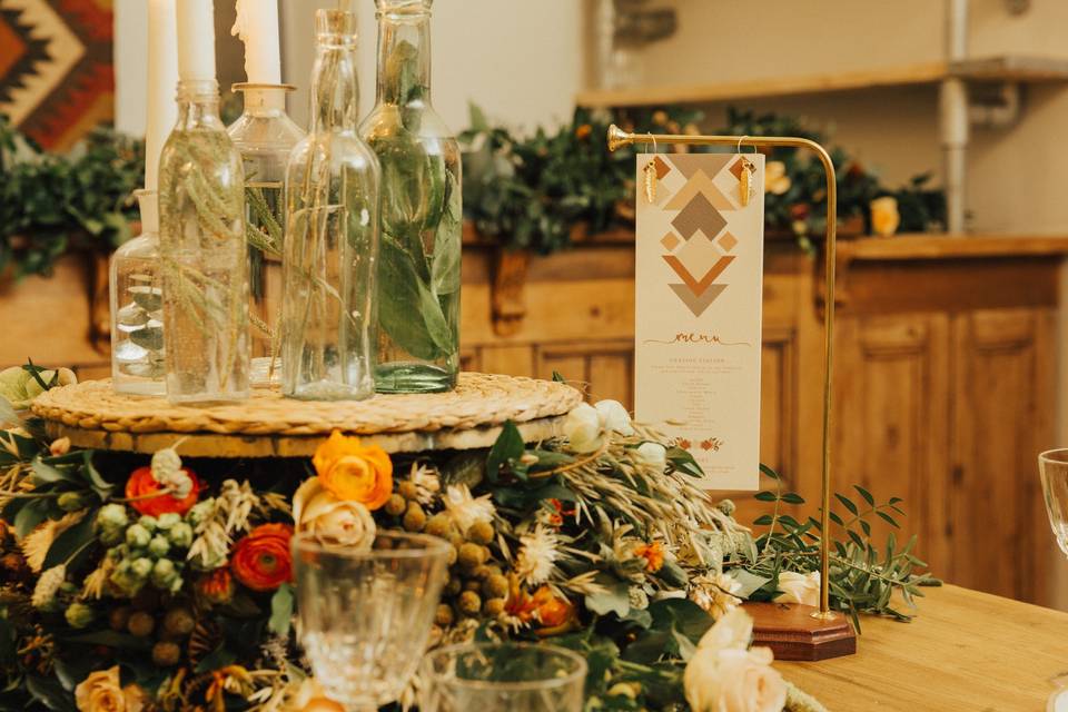 Table setting in Posh Barn