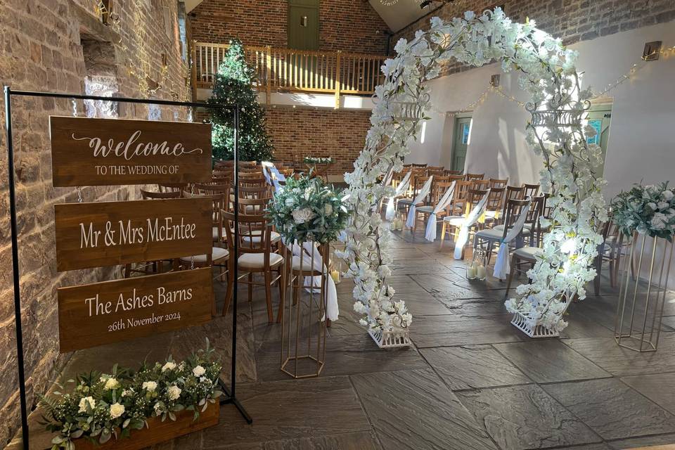 Ceremony beginning of aisle