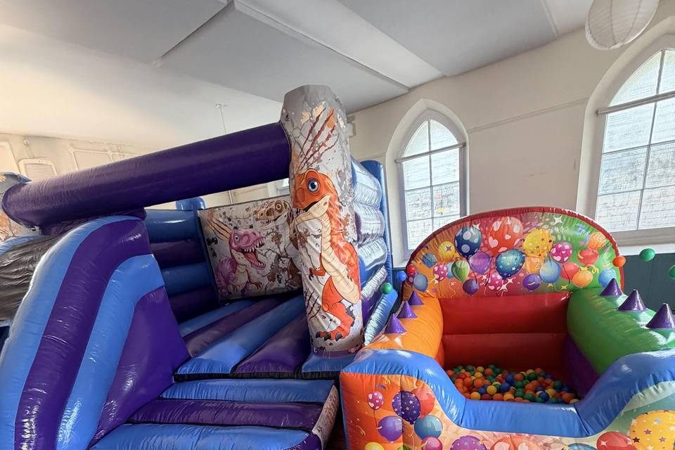 Dinosaur themed castle with ba