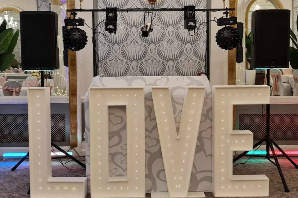 Disco set up with our 'LOVE'