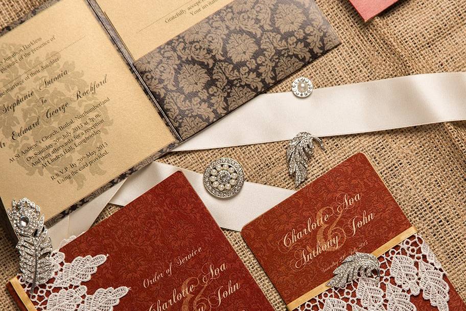 Downton wedding stationery