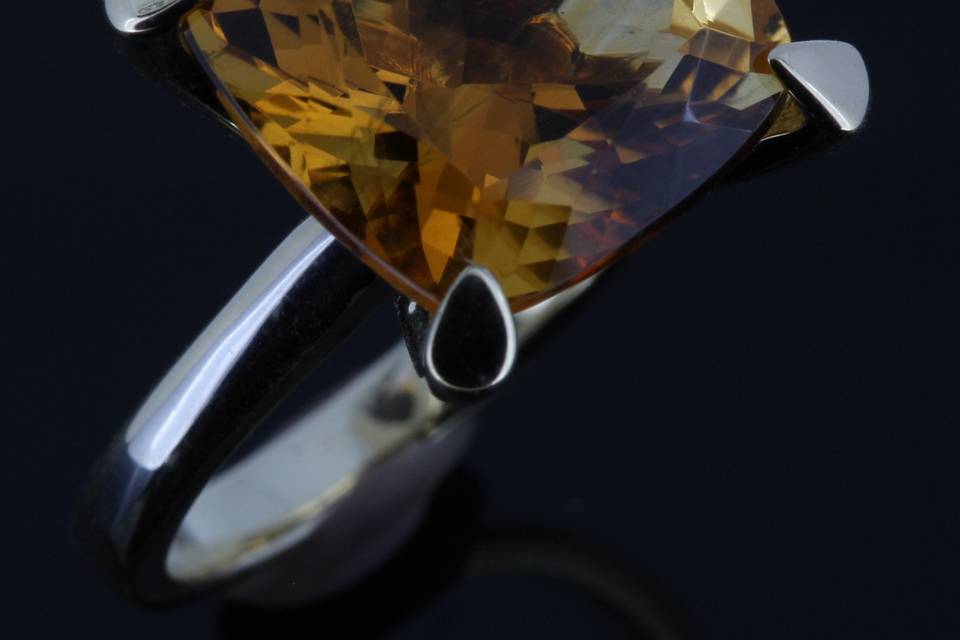 Citrine and White gold ring