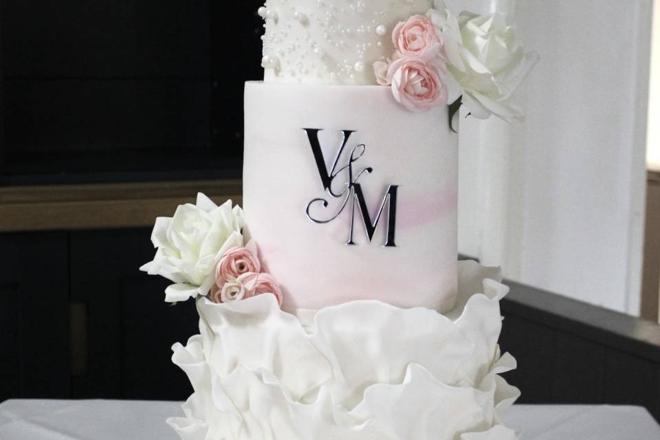 Marble, pearl and ruffles