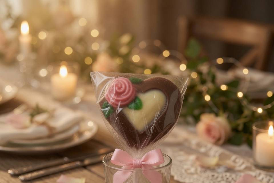 Chocolate heart with rose