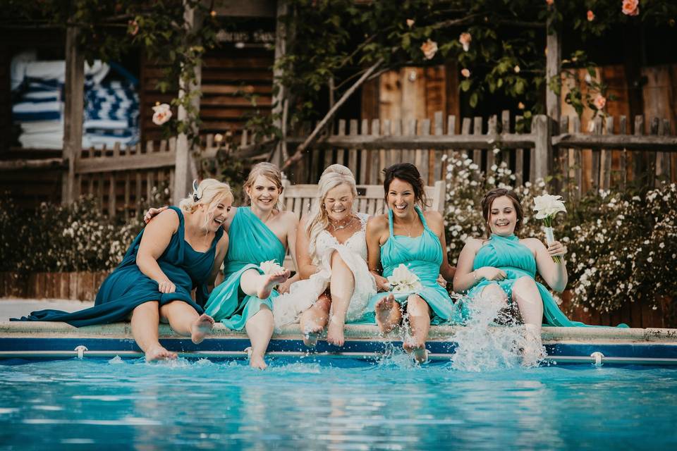 Bridal Party by the Pool