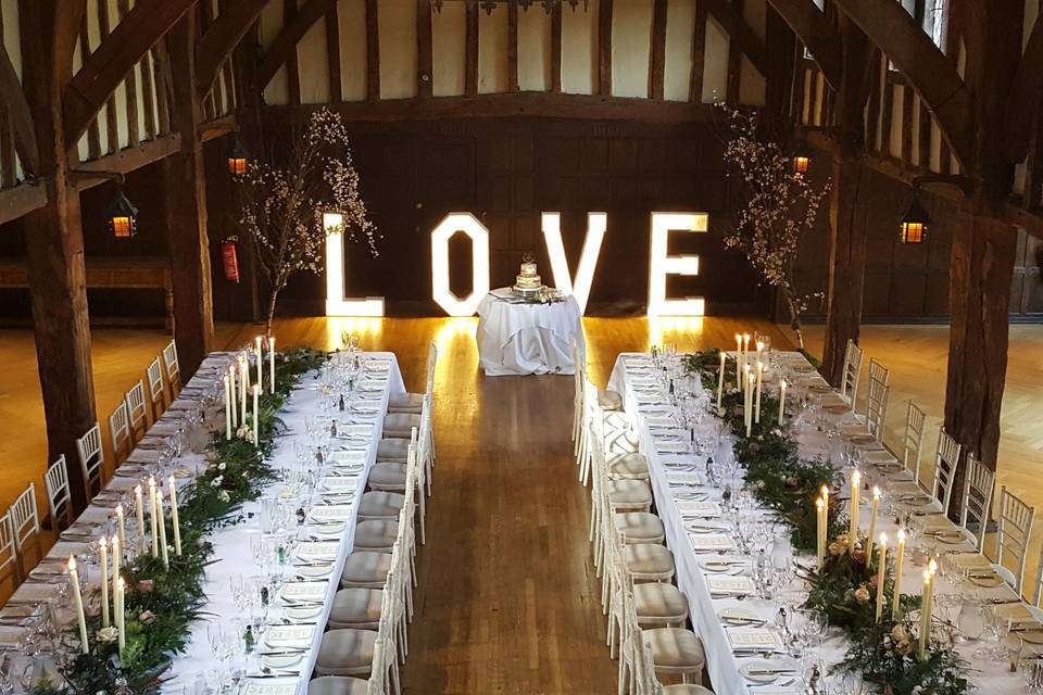 U Shaped Table in the Tithe Barn