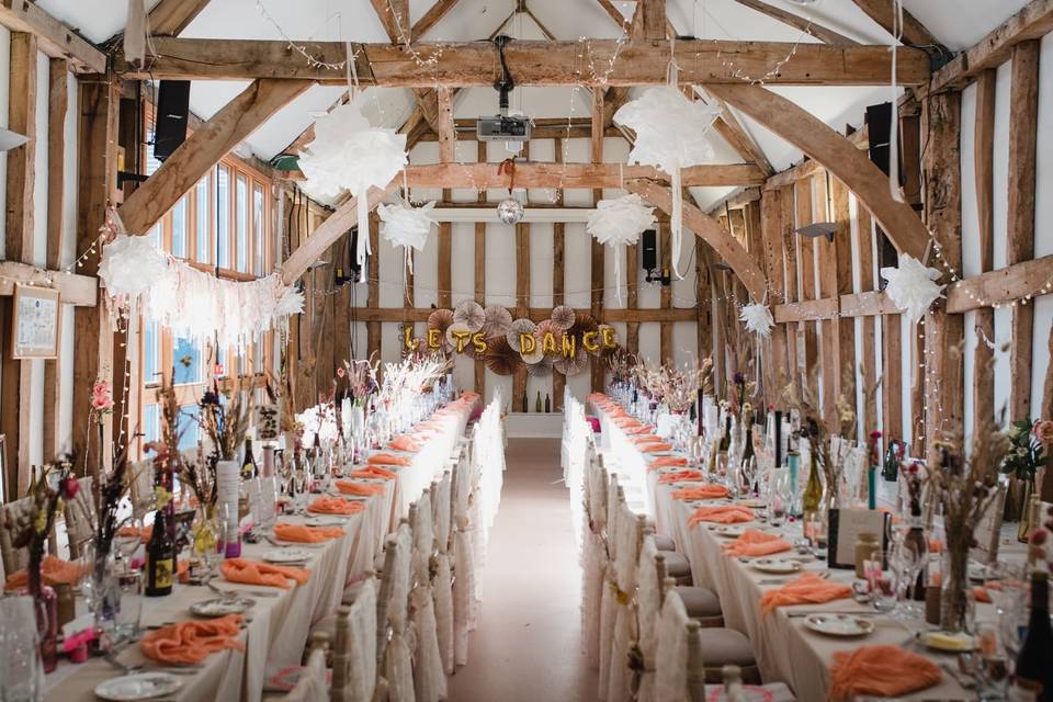 Long tables in Fison Barn