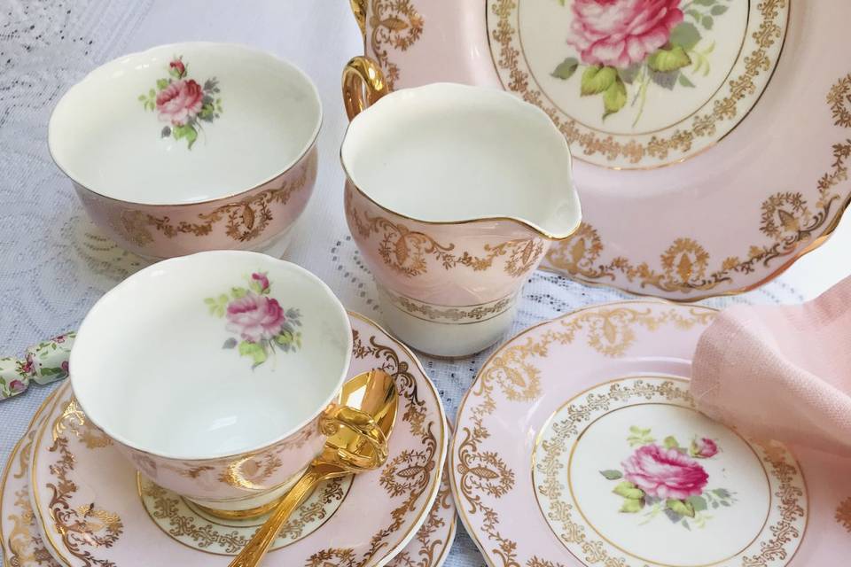 Pastel pink tea set