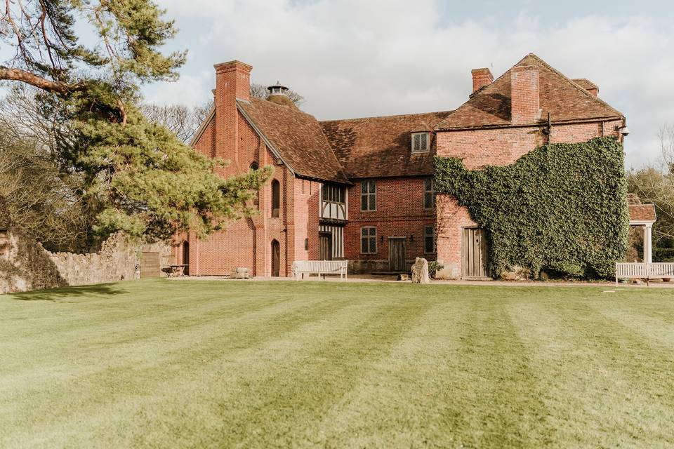 Manicured castle lawn