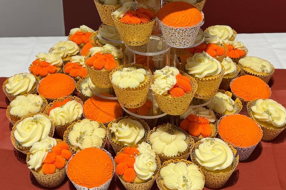 Orange cupcake tower