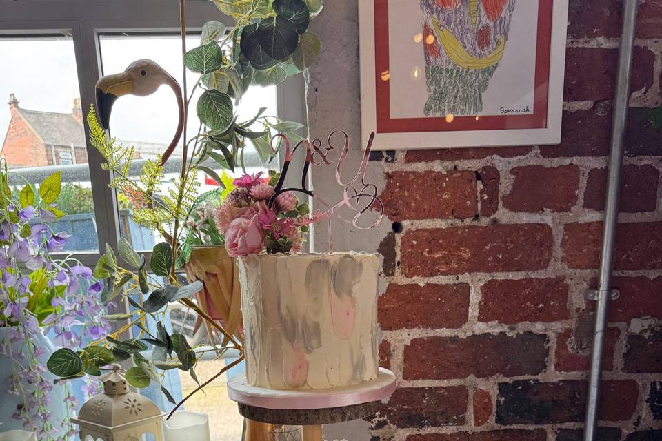 Grey and pink cupcake tower