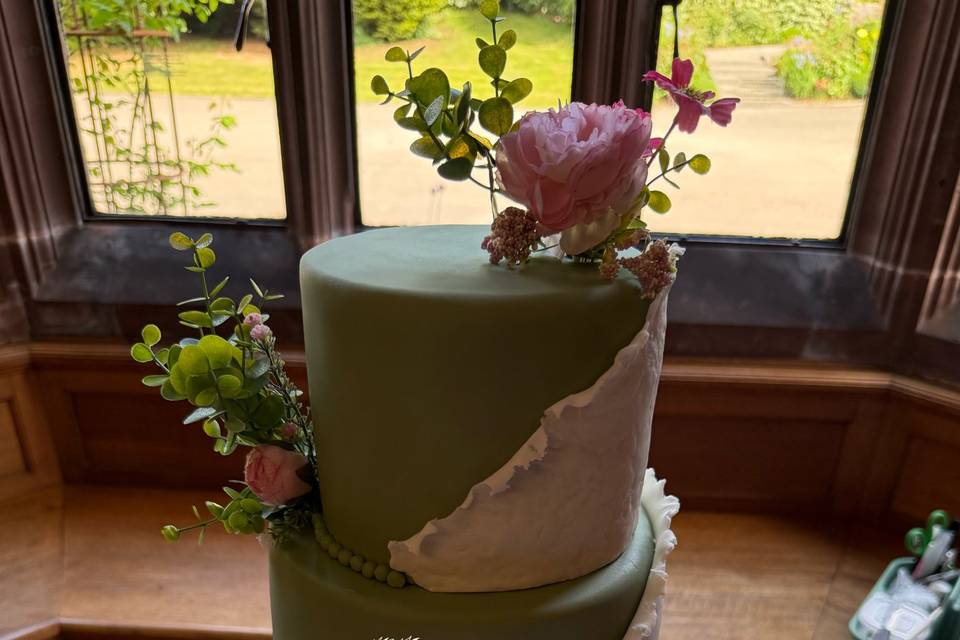 Sage and white cake