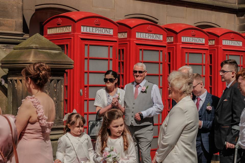 Iconic red telephone boxes