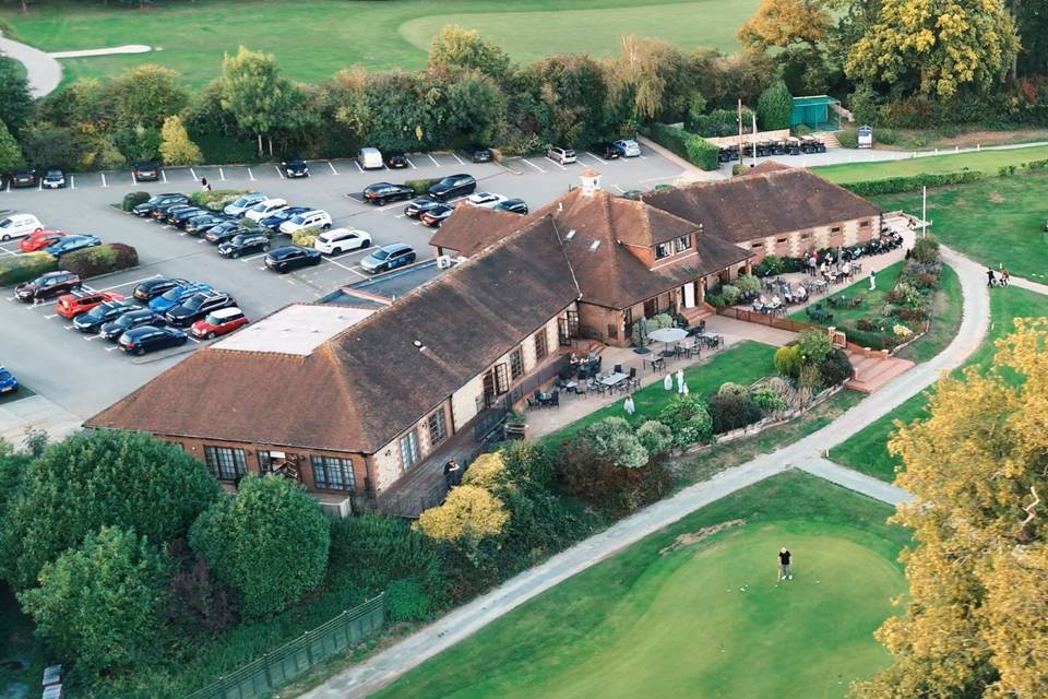 Drone shot of wedding venue