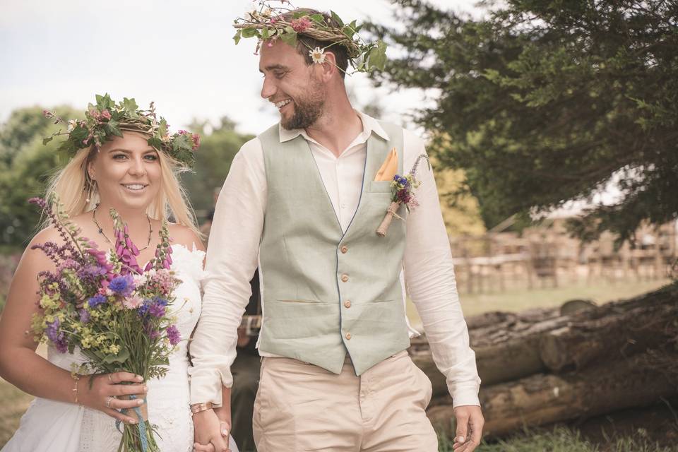 Farm Wedding Happy Couple