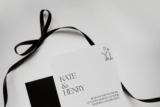 Black and white wedding invita