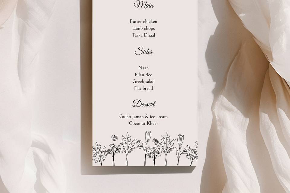 Wedding menu