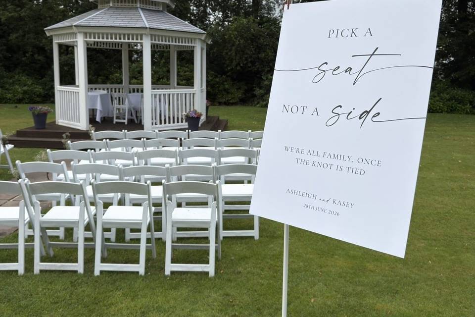 Aisle and personalised sign