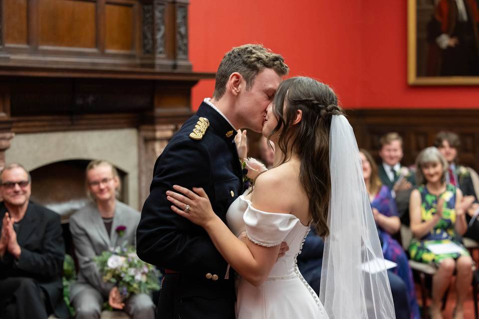 First kiss as husband and wife