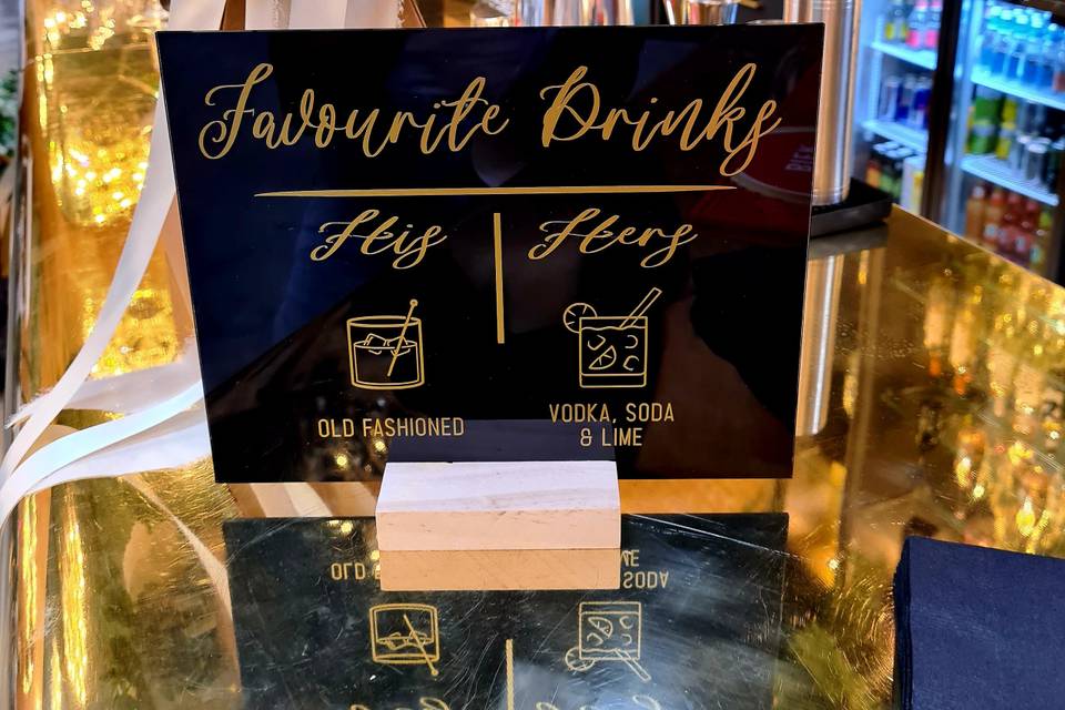 Luxury acrylic bar menu