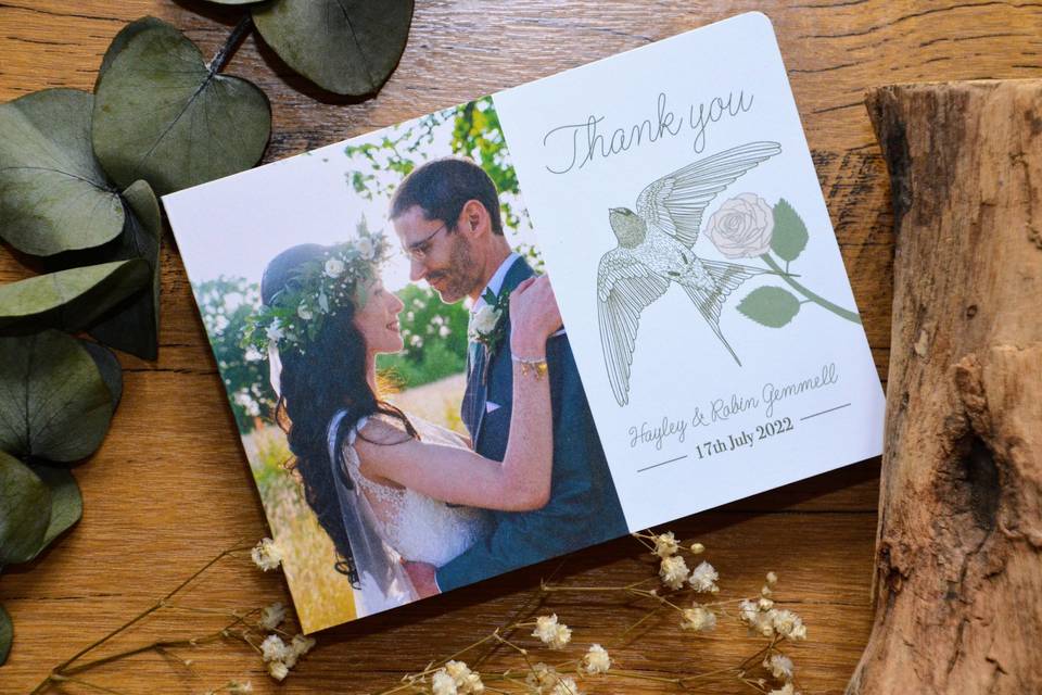 Songbird thank you card