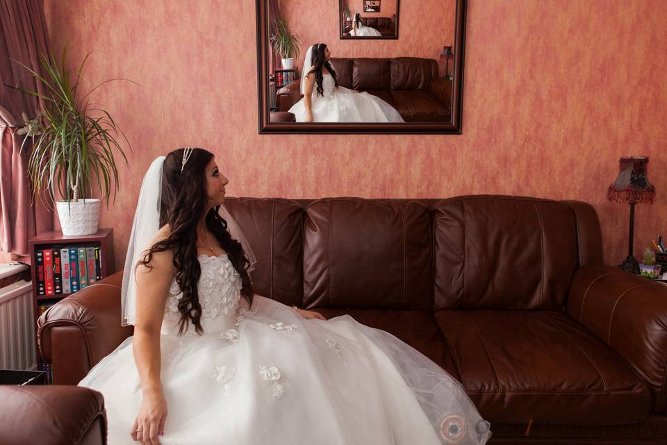 Bride Looking into the mirror