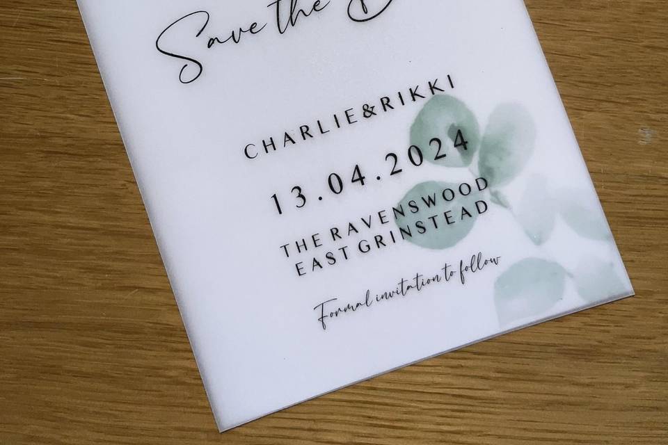 Bespoke vellum save the date