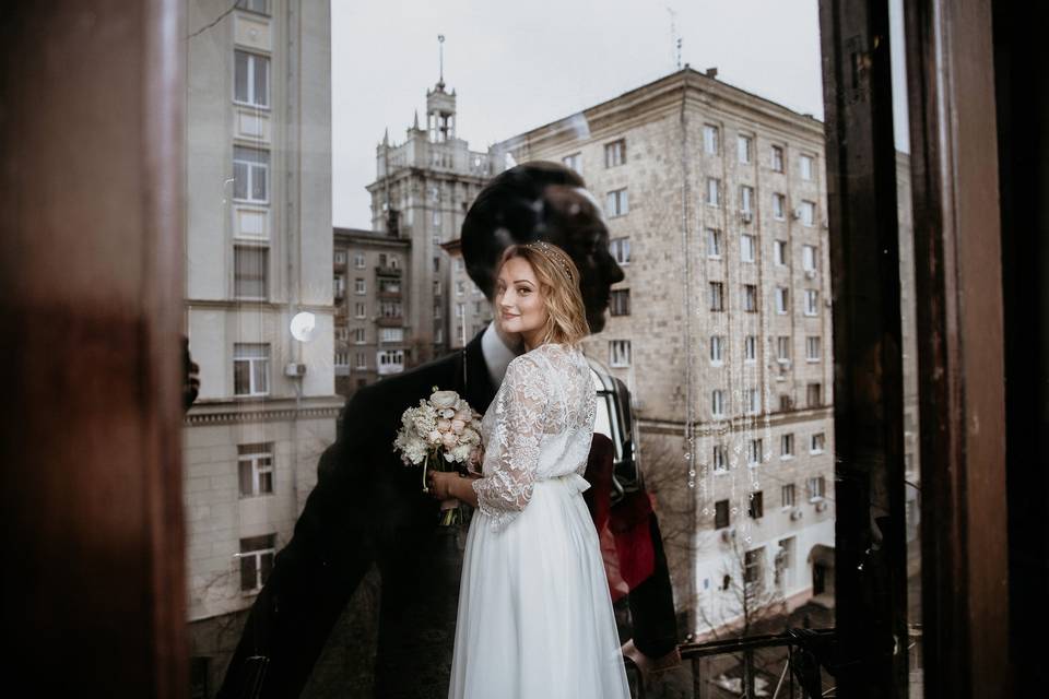 City wedding photo