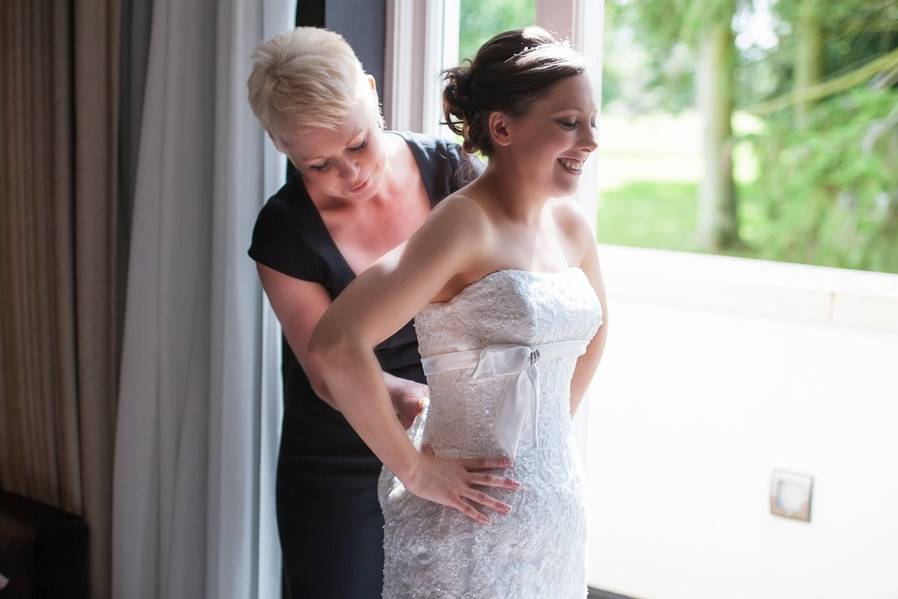 Putting on the gown