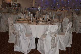 Chair covers and twinkly curtains
