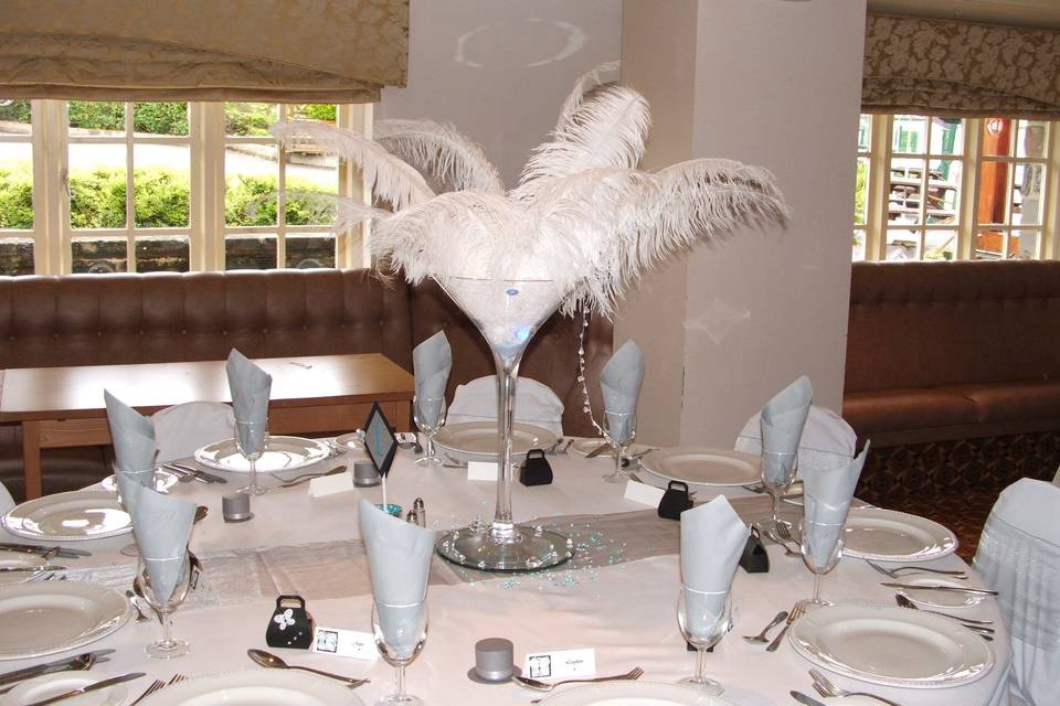 Vases and Ostrich feathers