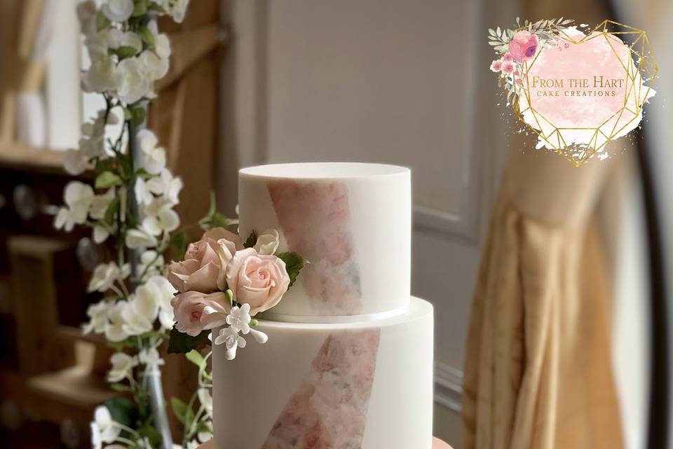Dusky pink wedding cake
