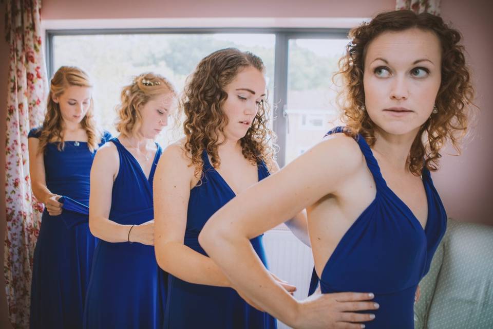 Bridesmaids getting ready