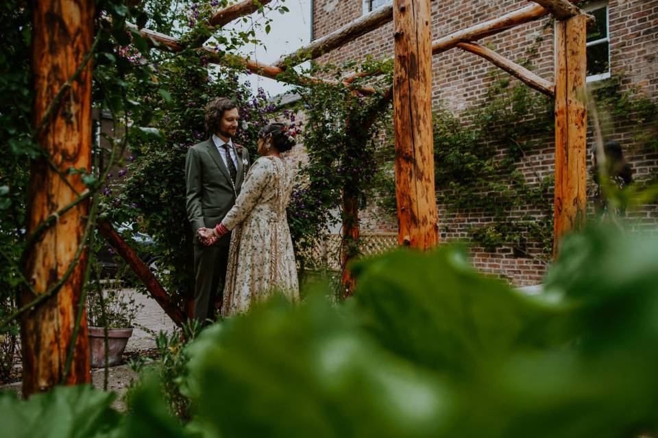 Under the pergola