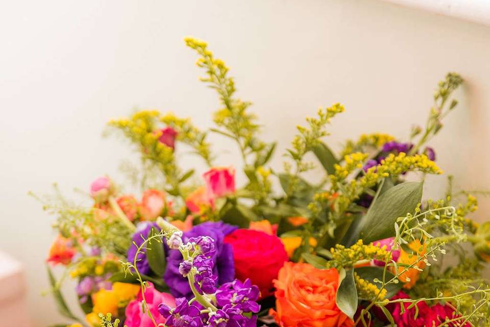 Colourful bridal bouquet