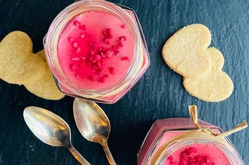 Champagne and raspberry possets