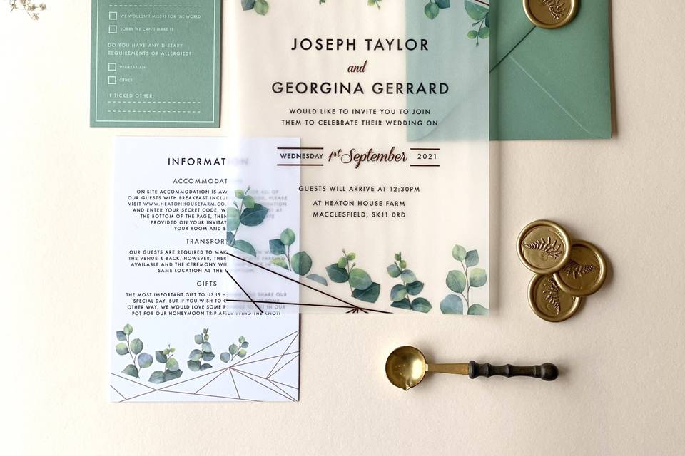 Vellum wedding invite