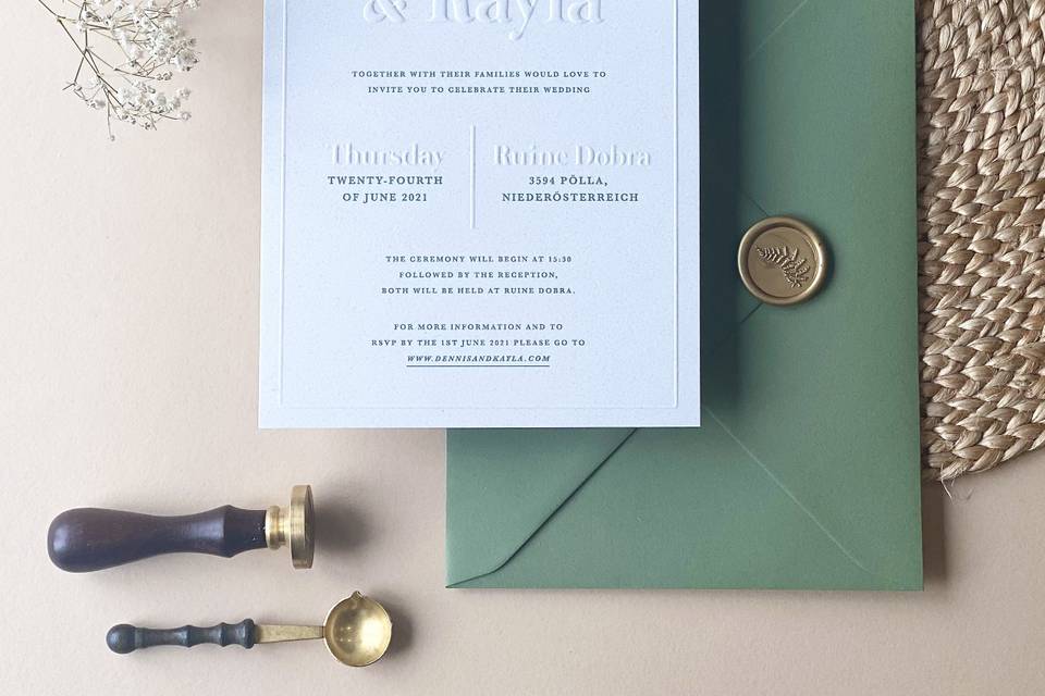 Blind embossed invitations