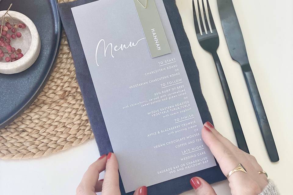 Wedding Menu with Place Card