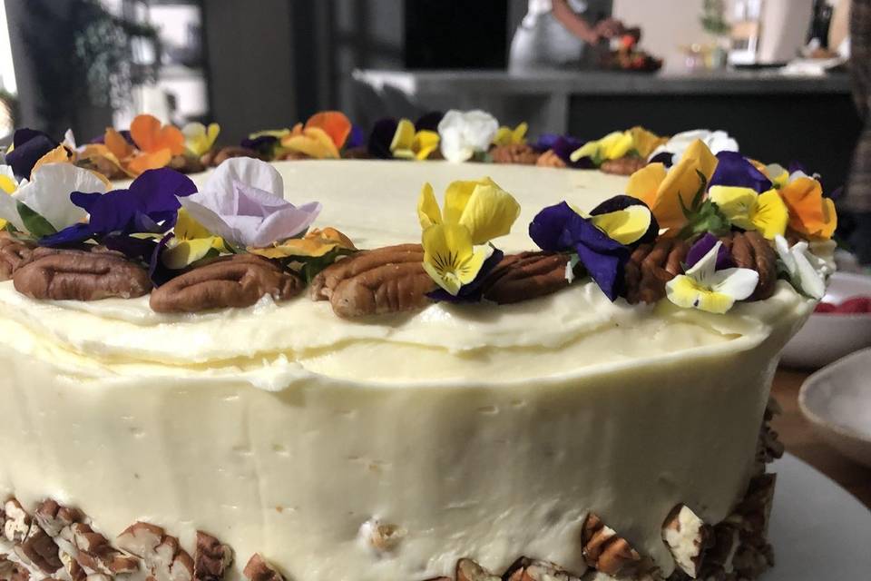 Salted caramel and pecan cake