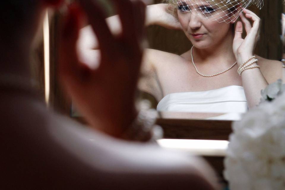 Beautiful bride getting ready