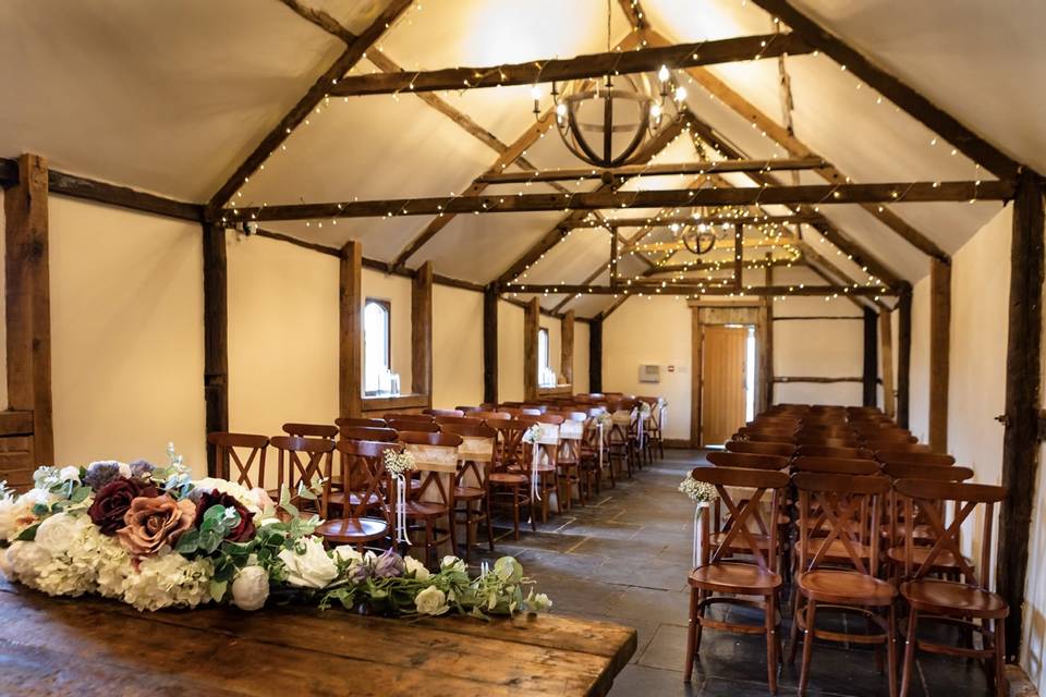 Inside ceremony barn